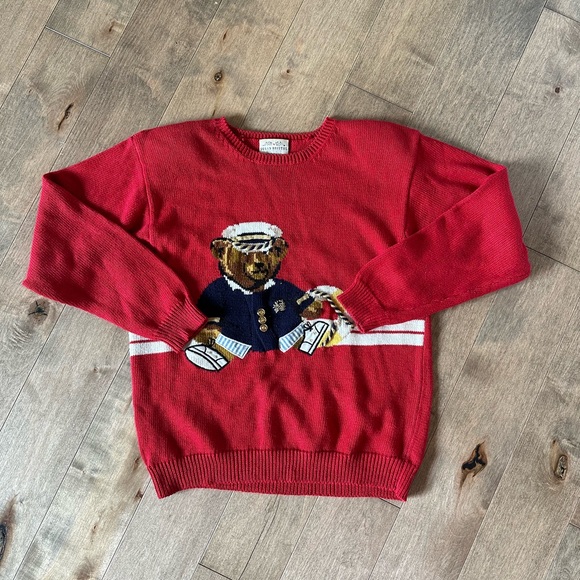 Susan Bristol Sweaters - Susan Bristol Vintage Sweater - Natuical Teddy Bear